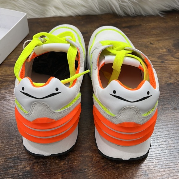 Voile Blanche Mens Sneaker White Neon Yellow and Orange Suede Shoes Size… - Picture 4 of 13